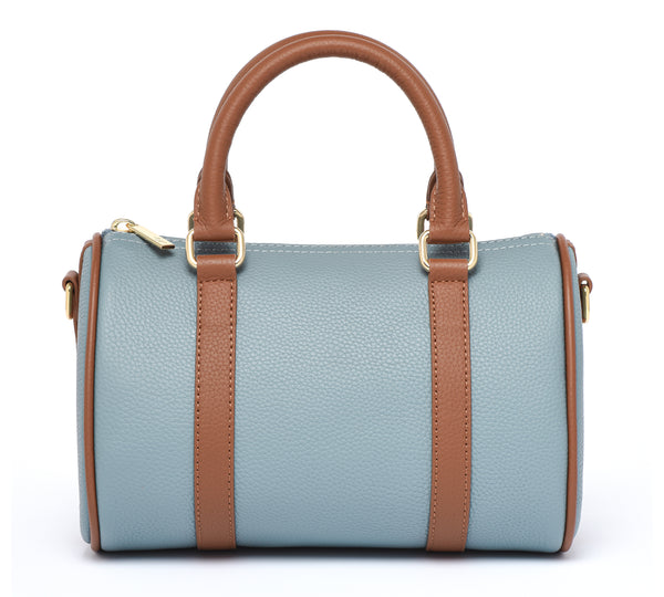 Pre order - Blue / Brown Grained leather  - Mini Boston bag