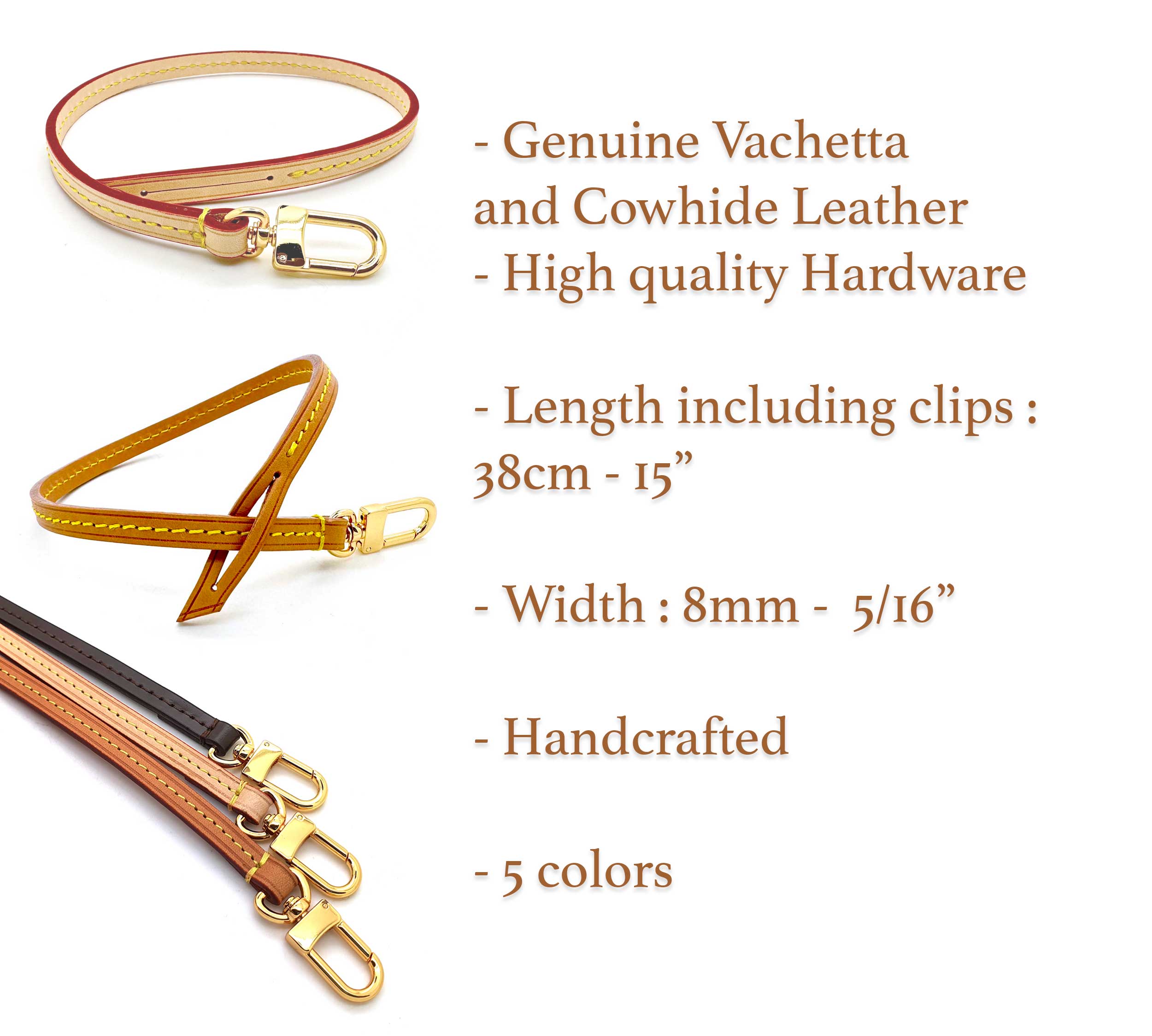 Wristlet Strap Replacement For Neverfull Pouch - 5 colors