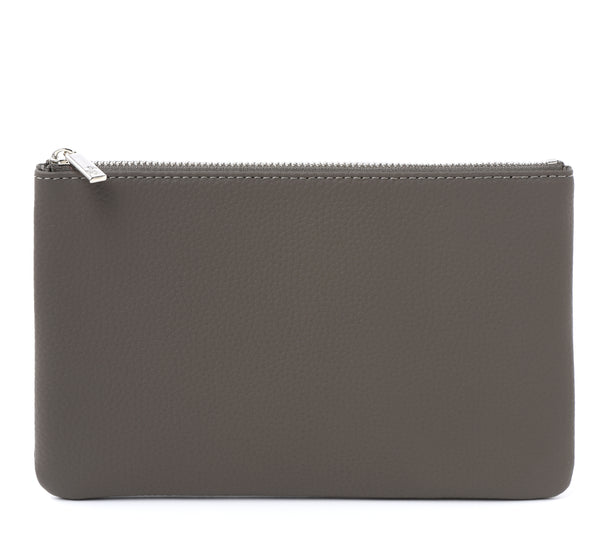 The "M" Case - Togo Leather Zipped Pouch - Silver Hardware