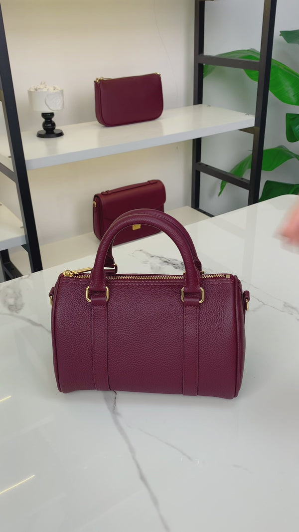 Pre order - Burgundy Grained leather  - Mini Boston bag