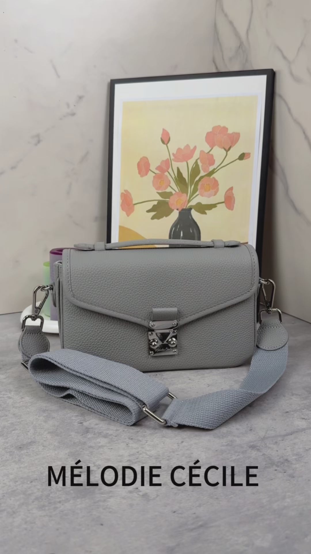 Elegant Crossbody Bag - PETIT PARIS 15 in Pearl Grey