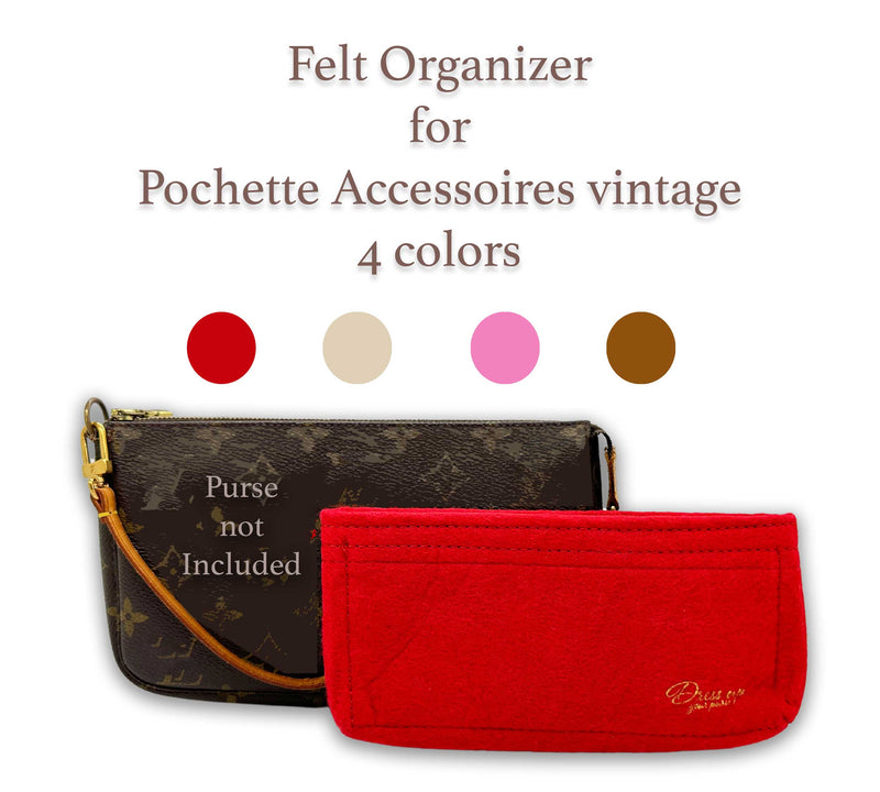 Felt Insert Organizer for LV Pochette Accessoires NM Red - Handmade