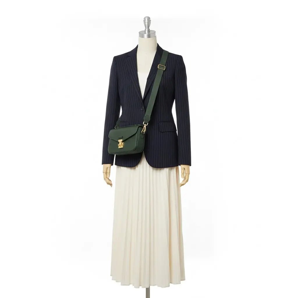 Pre Order - Petit PARIS 15 - Togo Leather Satchel bag - Forest Green dressupyourpurse