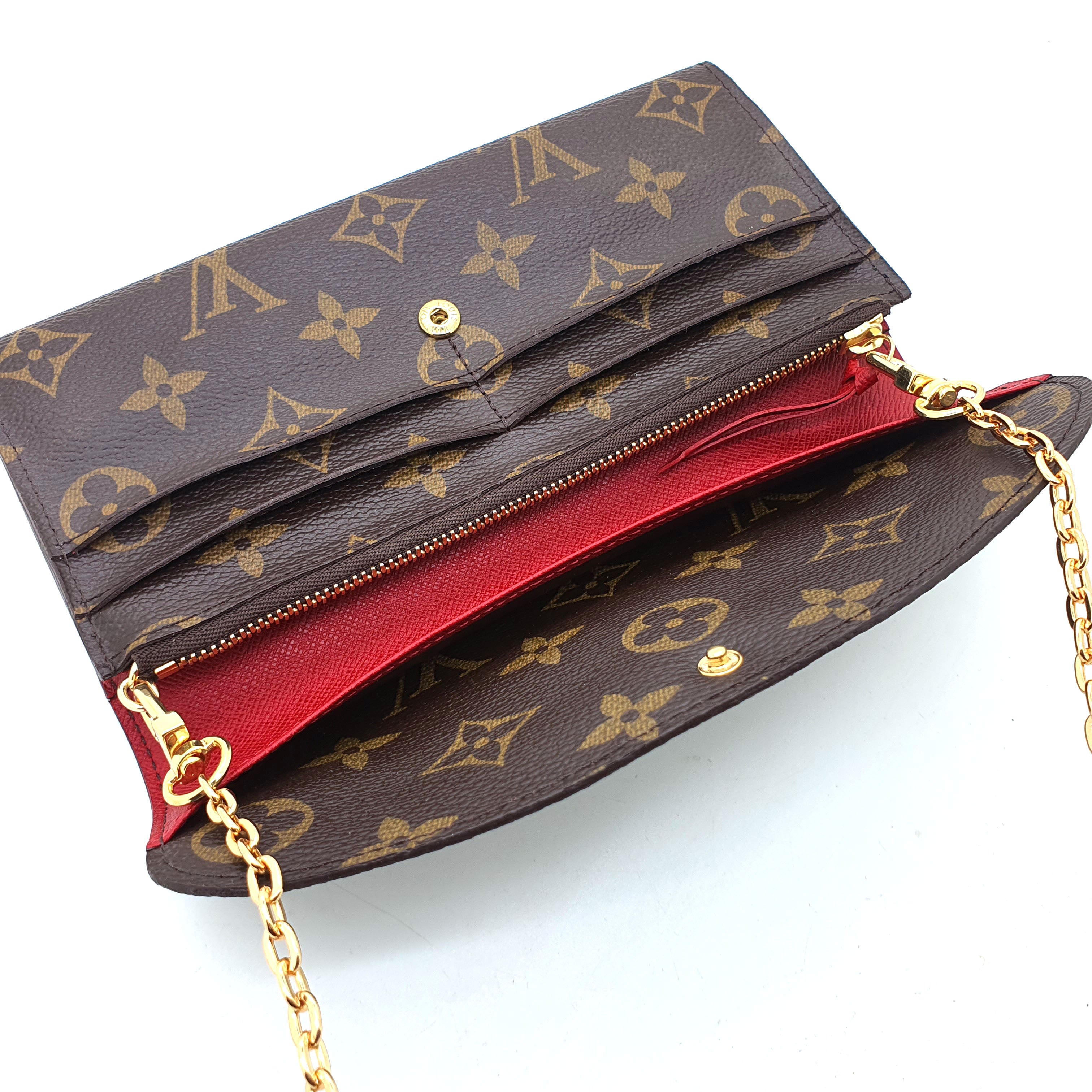 Louis Vuitton, Sarah popular monogram wallet converted Crossbody CT1057