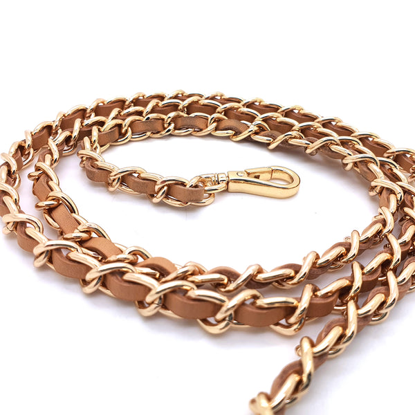 Vachetta Leather and Metal Clip Chain 90 to 140cm