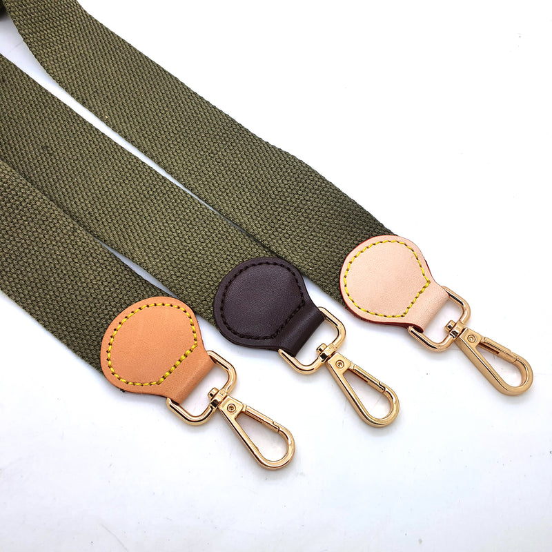 Bandoulière réglable en coton et cuir 35 mm - 6 couleurs