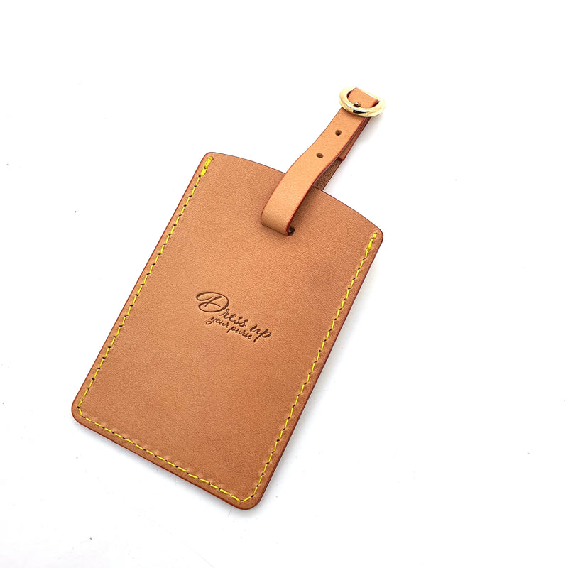 Outlet - Honey Vachetta Leather Large Luggage Tag 10 x 7 cm