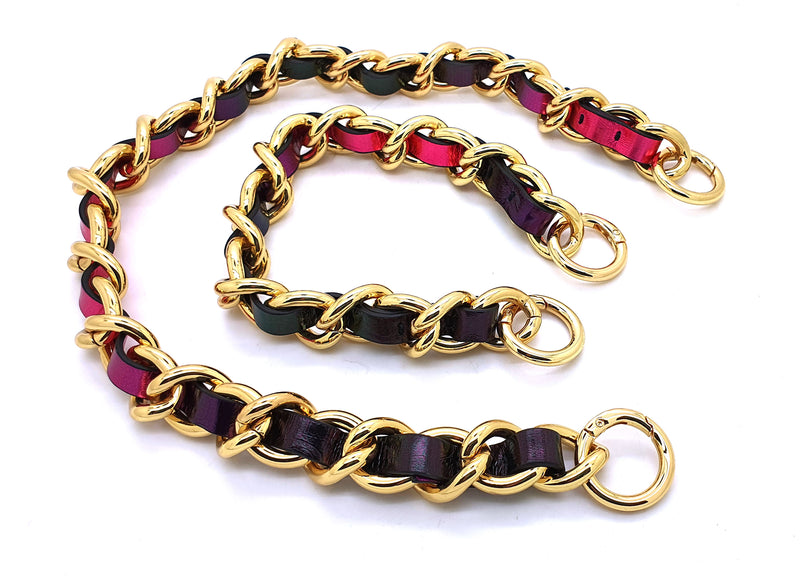 OUTLET Leather and Metal Chunky Chain (2 sizes) - Gold