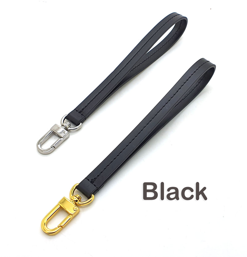 Genuine Leather Wristlet Strap Black Gold