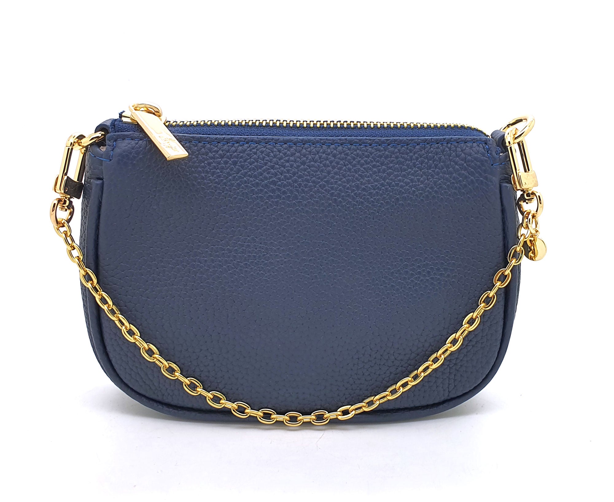 HCC X DUYP - Mini pochette - Cuir grainé bleu marine