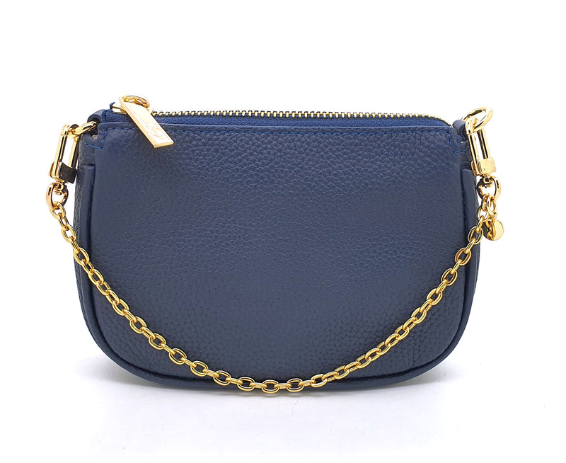 HCC X DUYP - Mini pochette - Navy Blue Grained Leather – dressupyourpurse