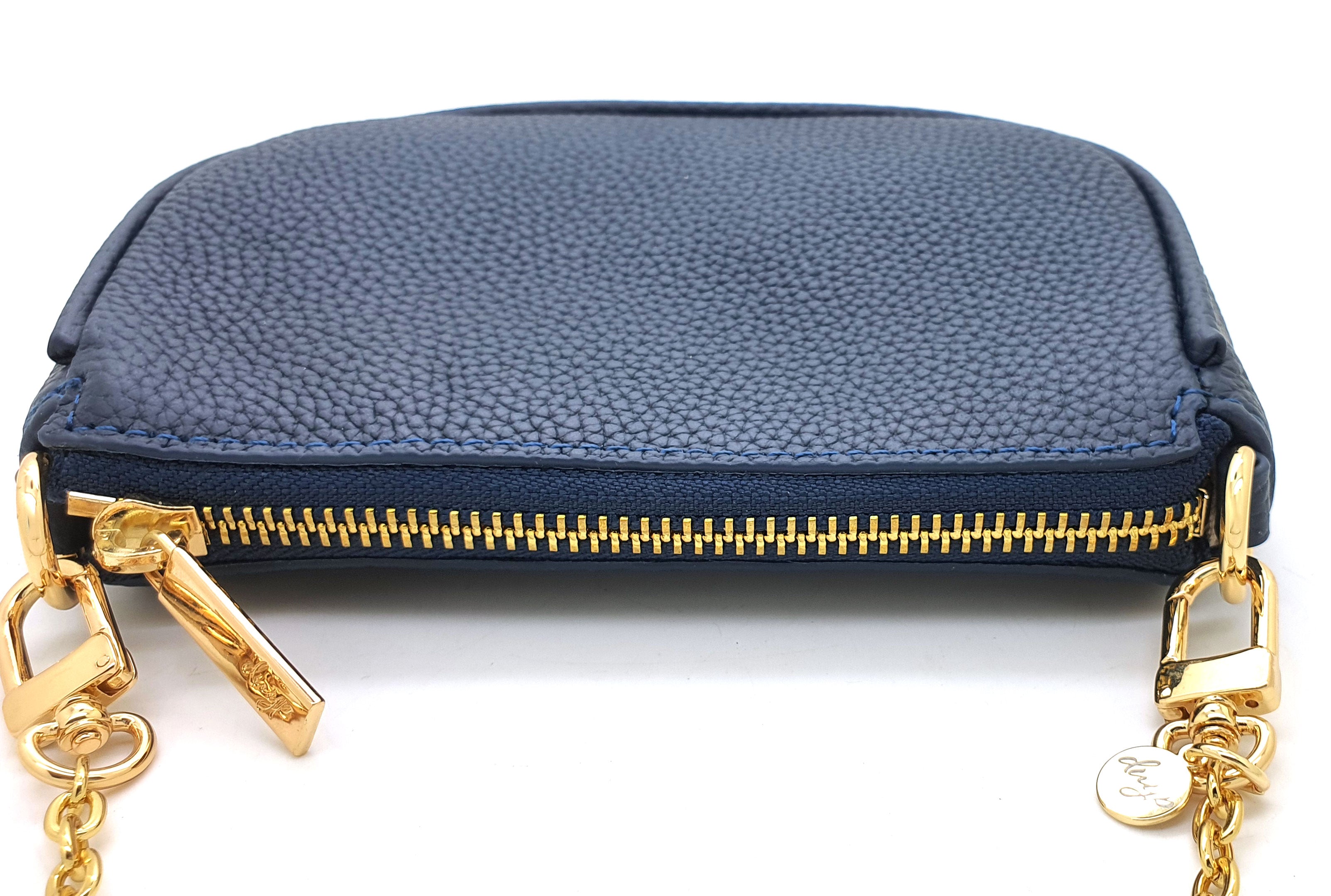 HCC X DUYP - Mini pochette - Cuir grainé bleu marine