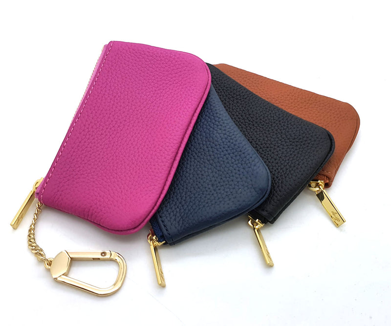 Togo Leather Key Pouch - 13 Colors Camel Brown