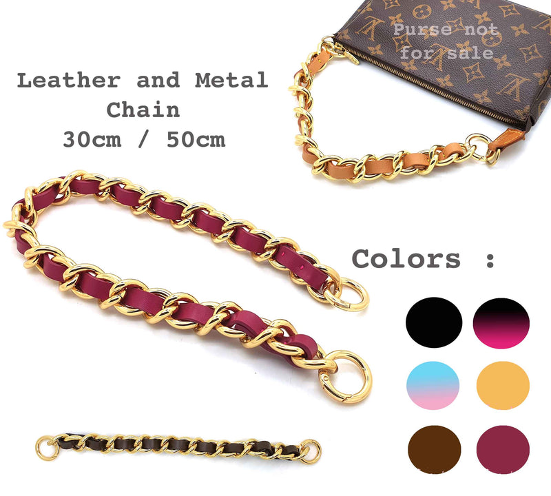 OUTLET Leather and Metal Chunky Chain (2 sizes) - Gold