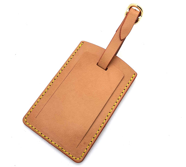 Outlet - Honey Vachetta Leather Large Luggage Tag 10 x 7 cm