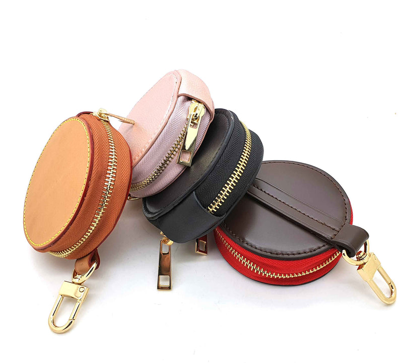 OUTLET Leather Round Coin Purse - 4 colors