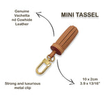<transcy>Vergoldete 24K / Leder Mini Quaste Tasche Charm 10cm</transcy>