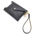 Black leather medium size envelope clutch