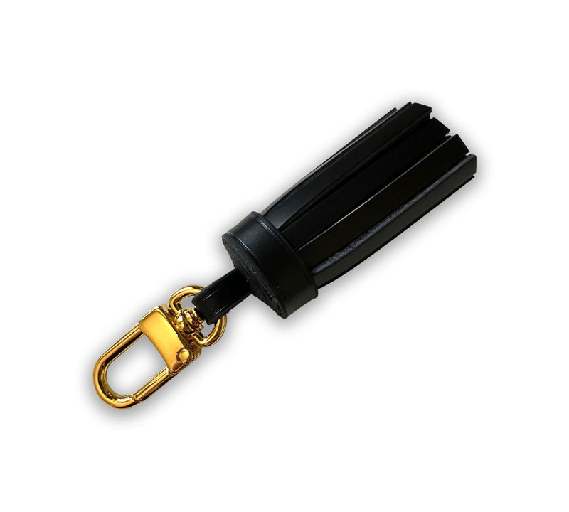 <transcy>Vergoldete 24K / Leder Mini Quaste Tasche Charm 10cm</transcy>
