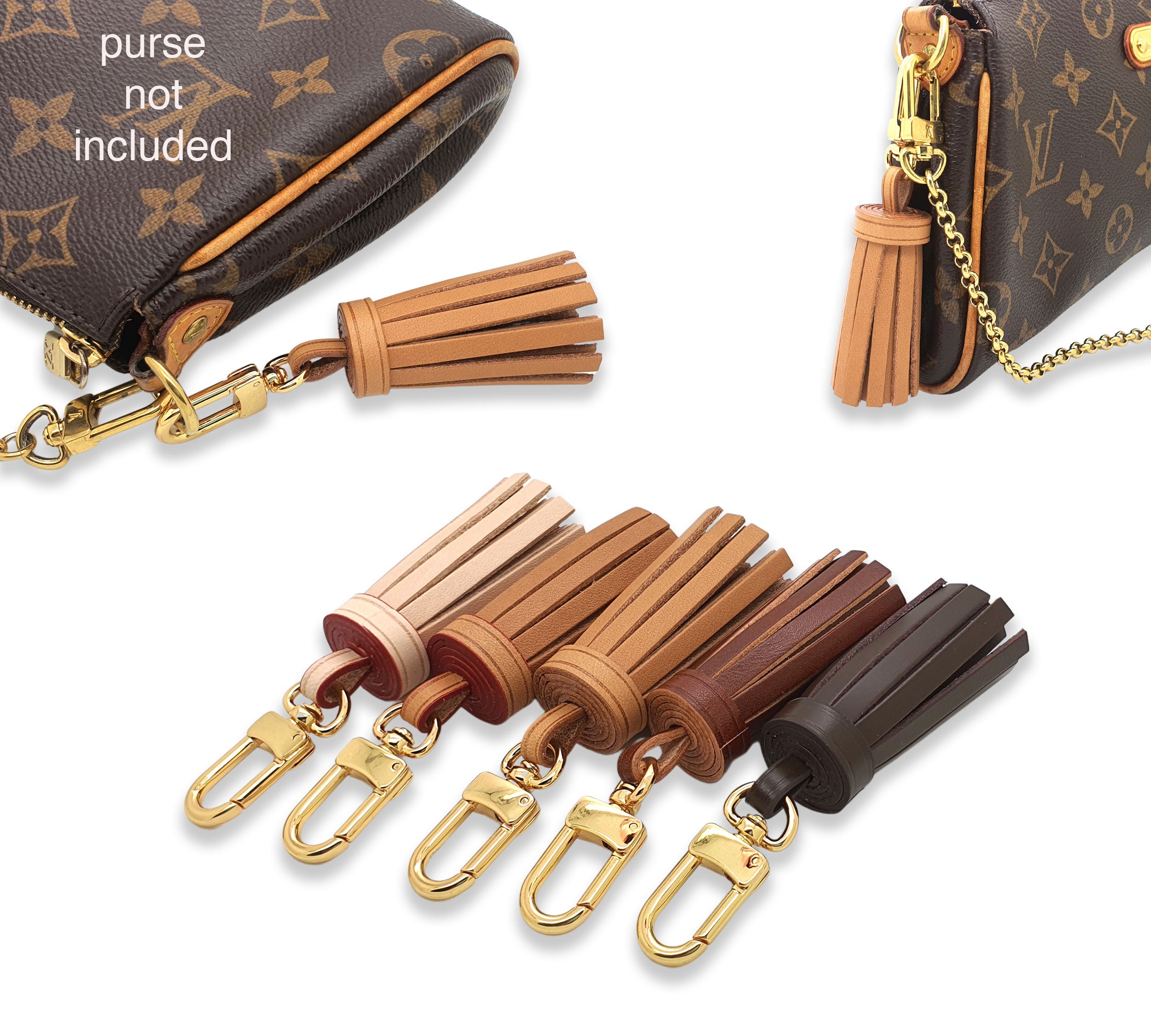 Leather Mini Tassel Bag Charm 10cm