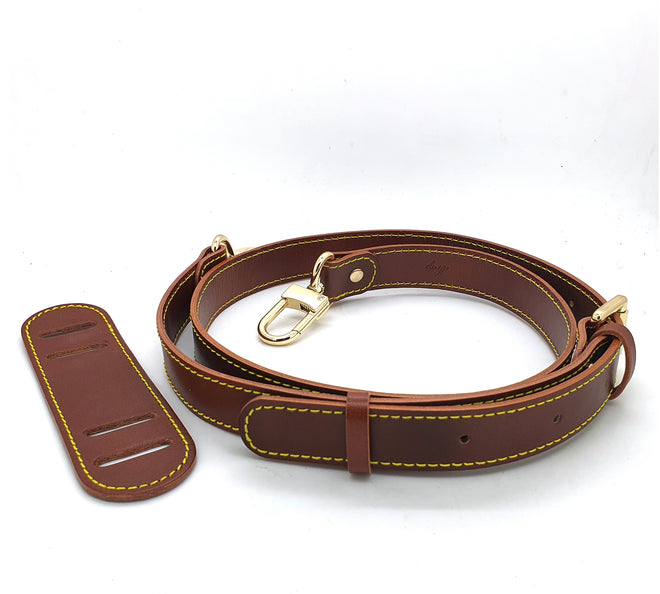OUTLET - Bracelet réglable en cuir Vachetta patiné foncé 25 mm (vitrage transparent)
