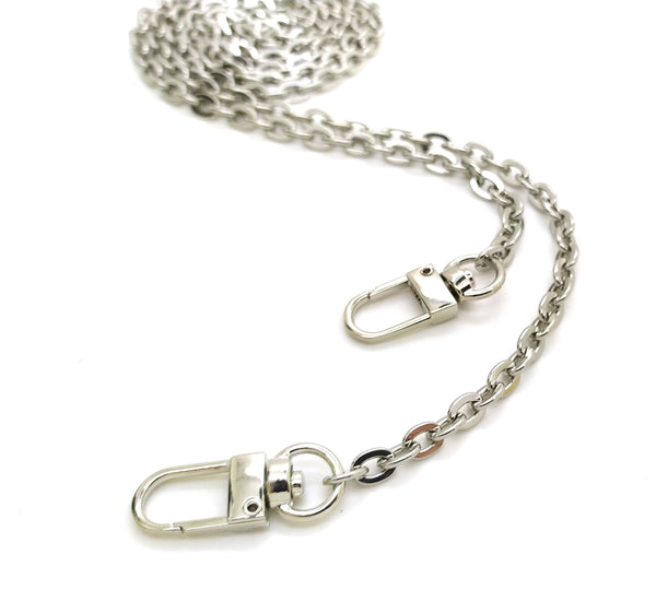 Silver Metal Crossbody Oval Chain from 100 to 140 cm