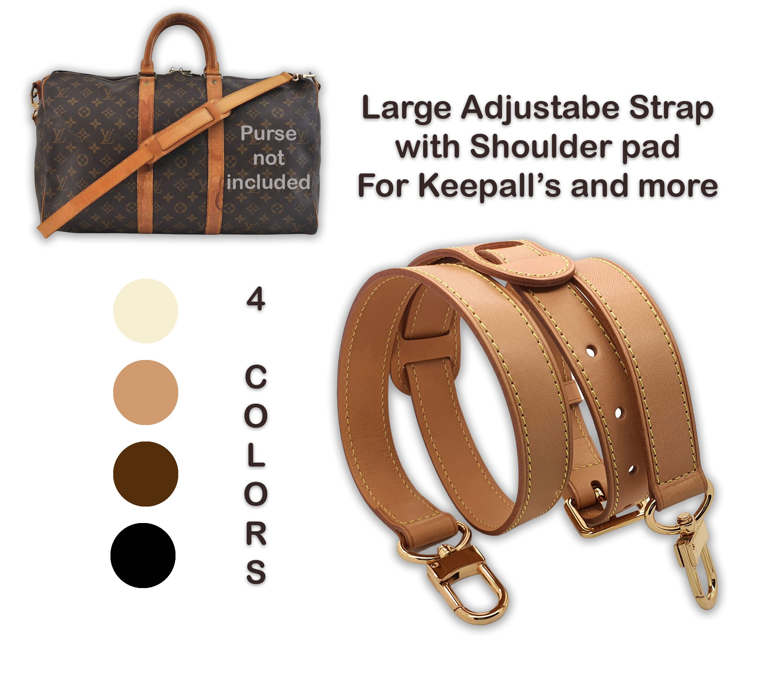 PREMIUM QUALITY 25mm / 1 inch Leather Adjustable Crossbody Strap (5 colors)