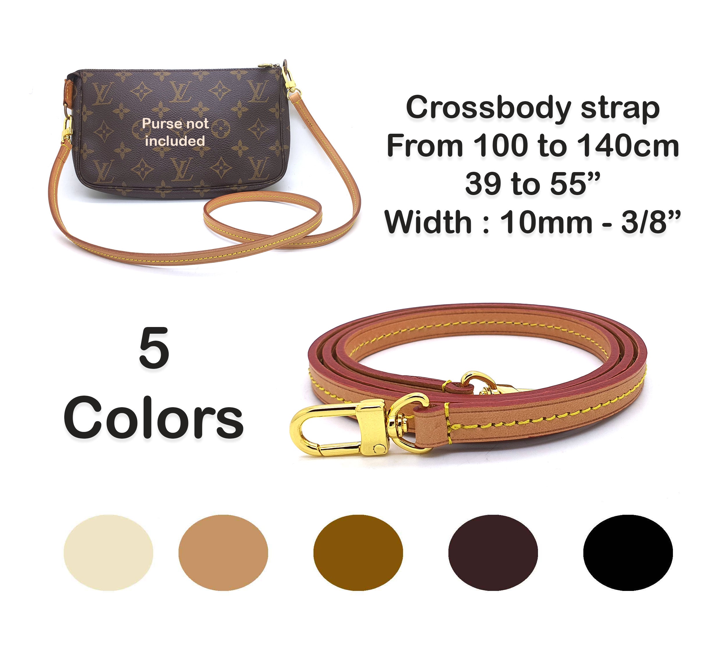 3/8 - 10mm - Leather Crossbody Strap - Middle Stitching - 6 sizes - 6 colors