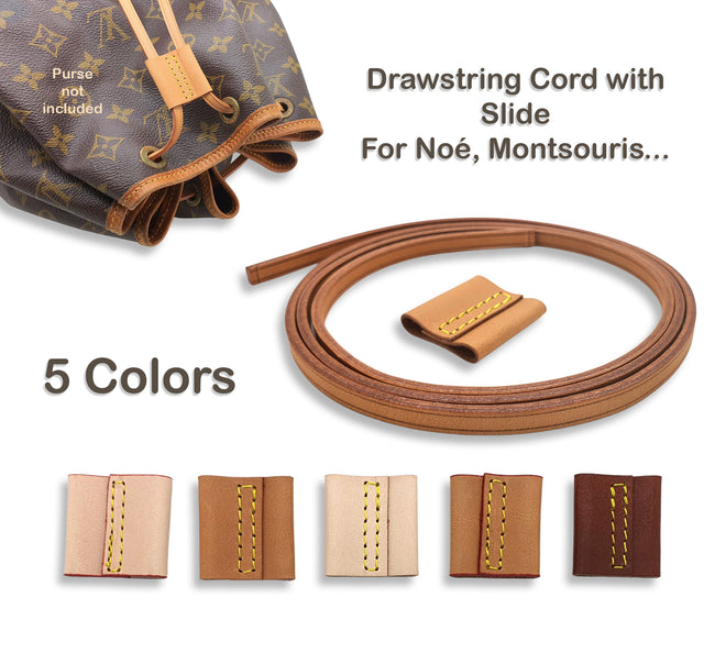 Vachetta Leather Drawstring Cord 6mm with Slide - for NOE, MONTSOURIS...