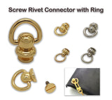 4pcs Screw Rivet with Ring to Convert Bags and Pouches