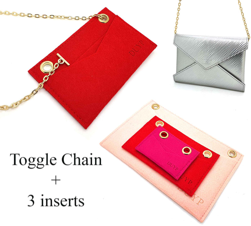 Felt organizer For handbag Kirigami insert of 3 with Golden chain Crossbody  bag Kirigami Pochette Envelope Bag Insert Organizer