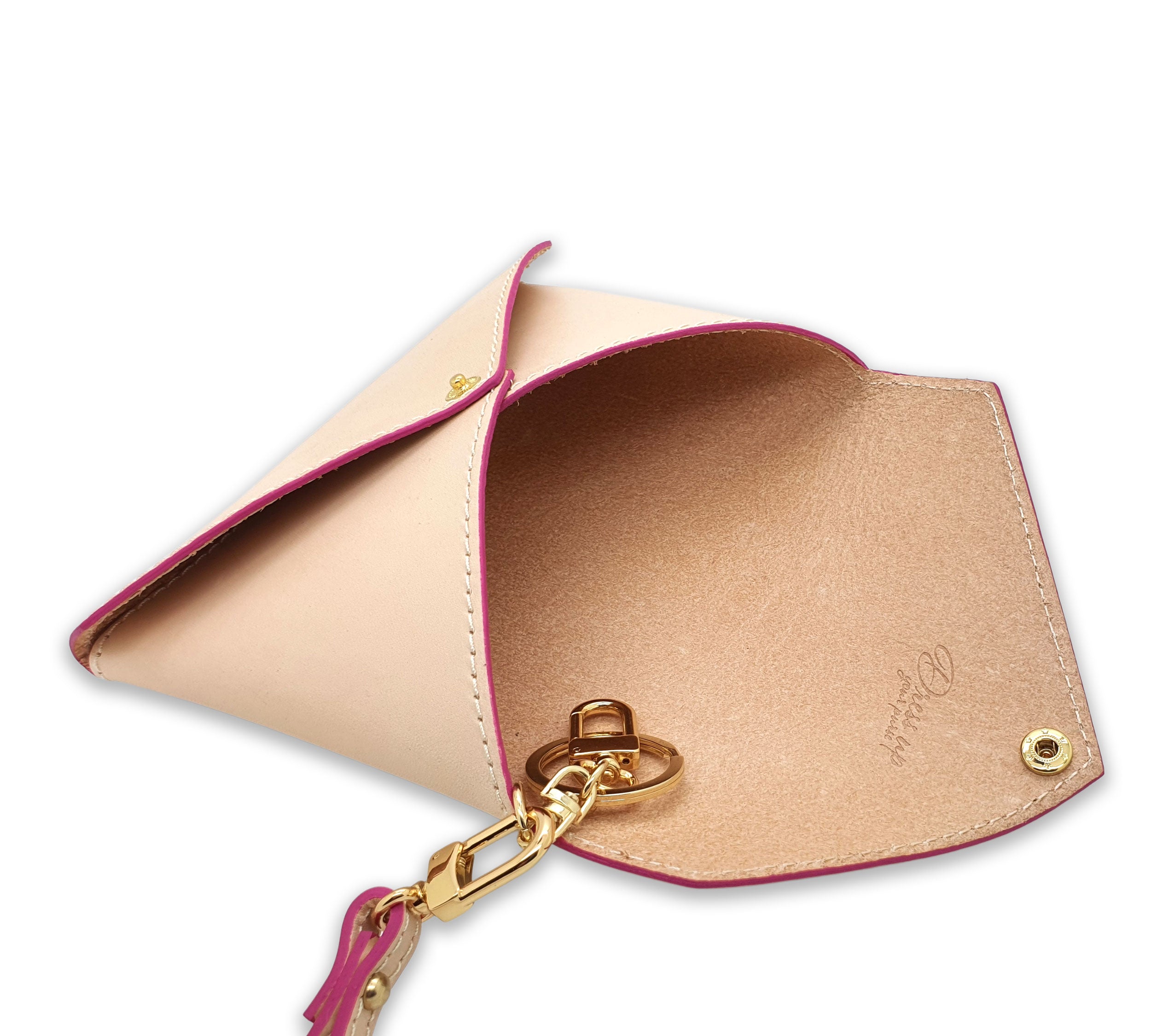 ÉDITION LIMITÉE - POCHETTE ENVELOPPE DE TAILLE MOYENNE VACHETTA NATUREL - VITRAGE ROSE CHAUD