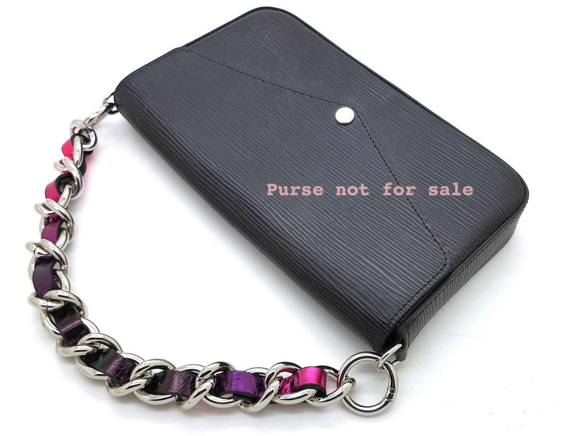 OUTLET Leather and Metal Chunky Chain (2 sizes) - Silver