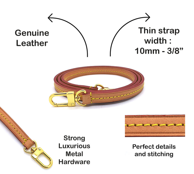 3/8 - 10mm - Leather Crossbody Strap - Middle Stitching - 6 sizes - 6 colors