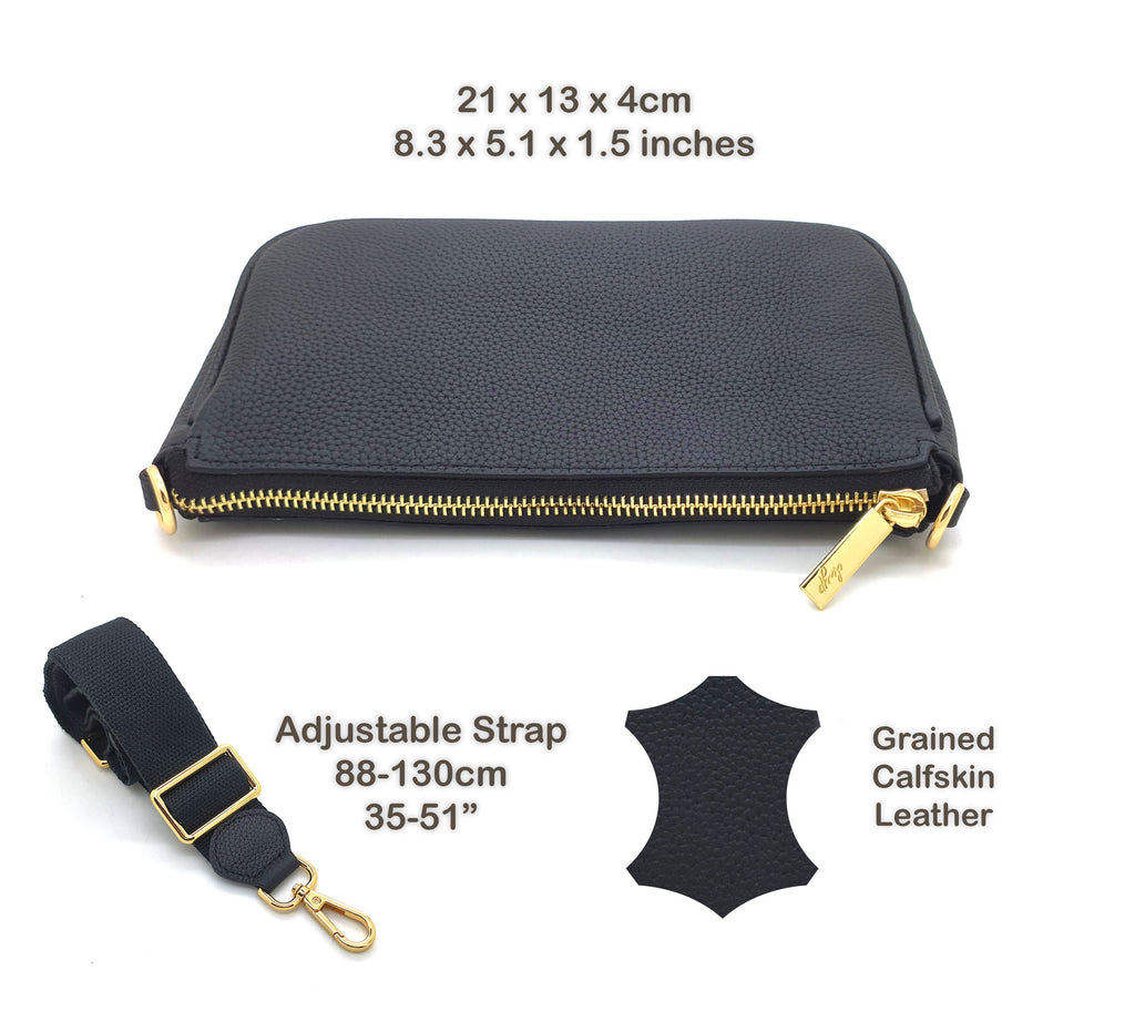 HCC X DUYP - Medium pochette - Black Grained Leather – dressupyourpurse