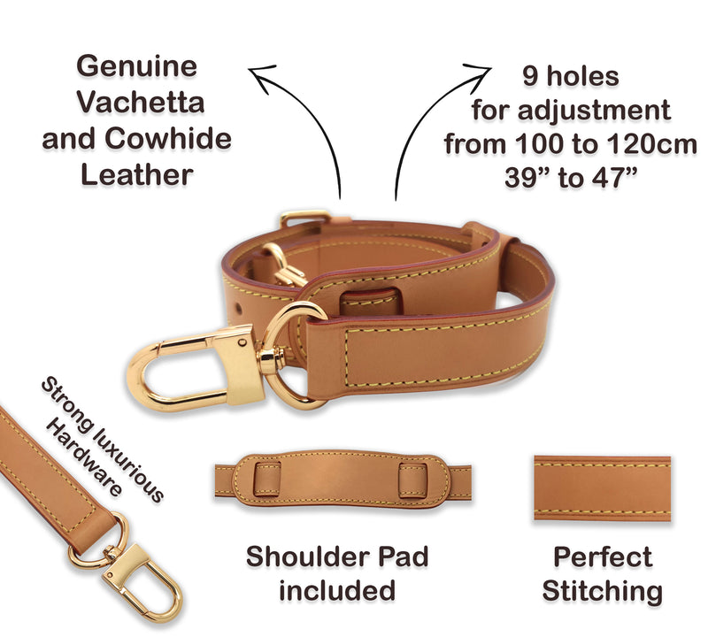 Adjustable Shoulder Strap Vachetta Leather 25mm