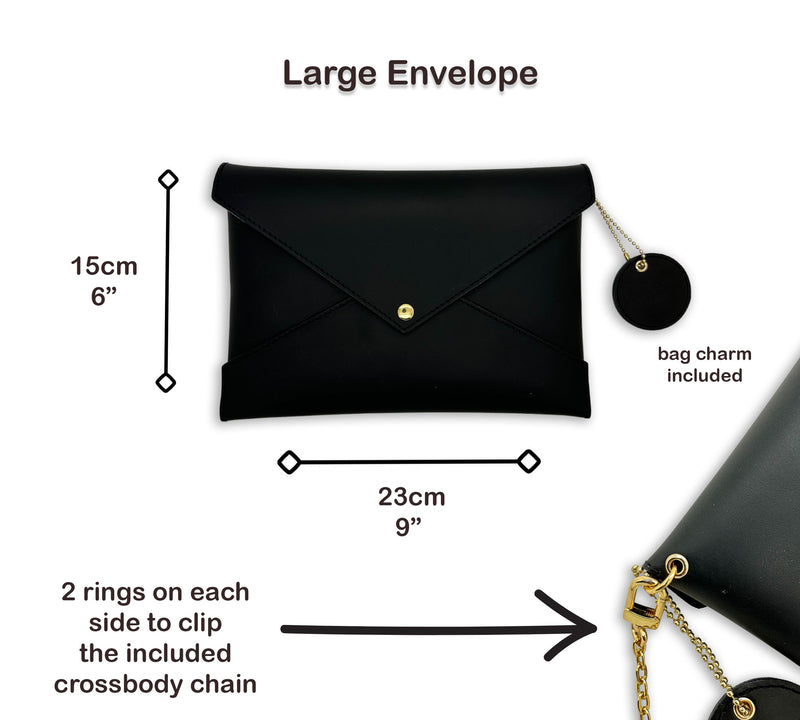 Black Leather Envelope Clutch & Crossbody