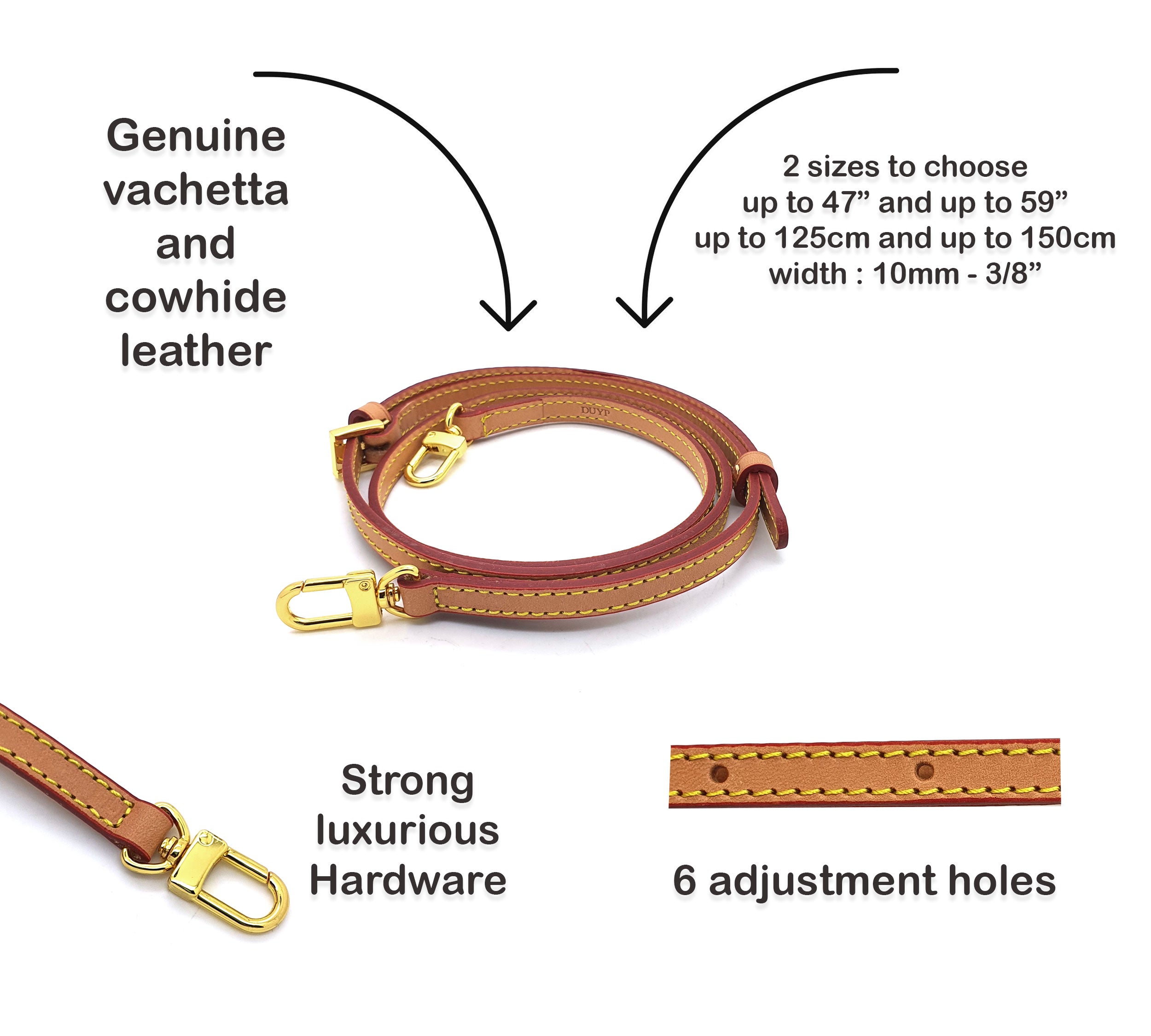 3/8" - 10mm Adjustable Leather Strap - 6 colors - 2 sizes