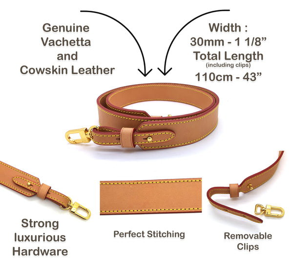 OUTLET Vachetta and Cowhide Wide Crossbody Strap - 43" - 110cm